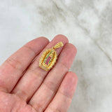 Dije Virgen Guadalupe 3.8gr / 3cm / Circons Blancos Verdes Fucsias Oro Amarillo