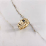 Anillo Sello Cinturon 4.2gr / T10 1/4 / Circones Negros Blancos Oro Amarillo &