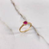 Anillo Solitario Halo 2.1gr / T7 1/4 / Circones Blancos Fucsias Oro Amarillo &