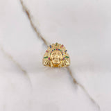 Anillo Indio 9.15gr / T9 1/2 / Circones Fucsias Verdes Azules Oro Amarillo $