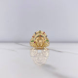 Anillo Indio 9.15gr / T9 1/2 / Circones Fucsias Verdes Azules Oro Amarillo $