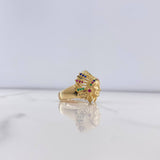 Anillo Indio 9.15gr / T9 1/2 / Circones Fucsias Verdes Azules Oro Amarillo $