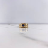 Anillo Sello Cinturon 4.65gr / T9 1/2 / Circones Azul Blancos Oro Amarillo &