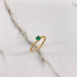 Anillo Solitario Cadena 1.75gr / T7 1/2 / Circon Verde Oro Amarillo &