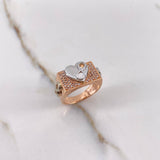 Anillo Infinitos Corazon 5.8gr / T6 1/4 / Circones Blancos Dos Oros Blanco Rosa $