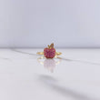 Anillo Manzana 2.55gr / T7 / Circones Fucsias Blancos Oro Amarillo &