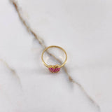 Anillo Manzana 2.55gr / T7 / Circones Fucsias Blancos Oro Amarillo &