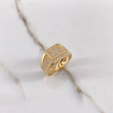 Anillo Cuadrado Cinturon 4.65gr / T8 3/4 / Circones Blancos Oro Amarillo &