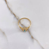 Anillo Solitario Halo Corazón 2.2gr / T7 / Circones Celeste Blancos Oro Amarillo &