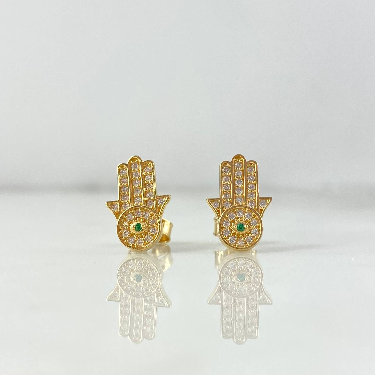 Topos Mano Hamsa 2.35gr / 1.3cm / Circones Blancos Verde Broche Mariposa Oro Amarillo *