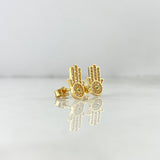 Topos Mano Hamsa 2.35gr / 1.3cm / Circones Blancos Verde Broche Mariposa Oro Amarillo *