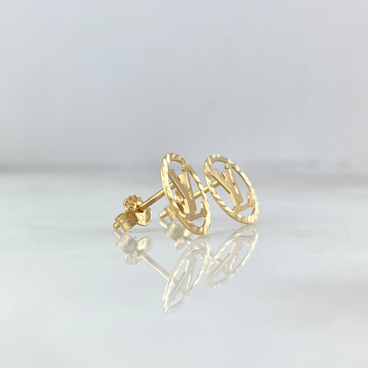 Topos LV 1.05gr / 1cm / Aro Diamantado Broche Mariposa Oro Amarillo *