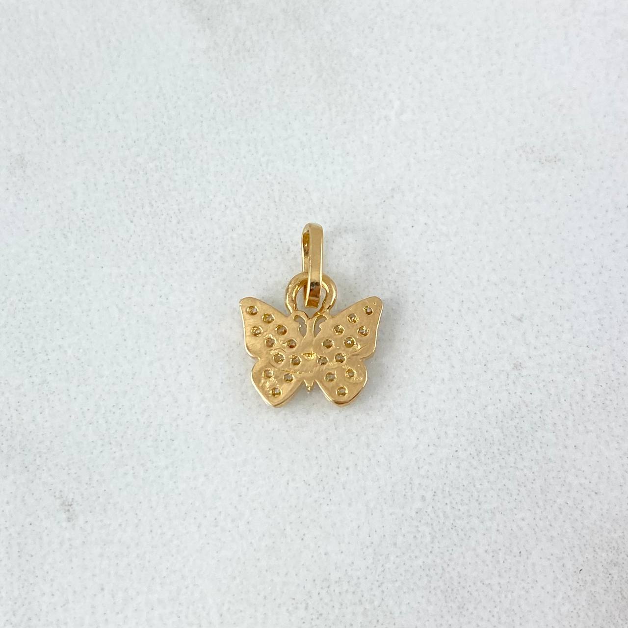 Dije Mariposa 0.7gr / 1.3cm / Circones Blancos Oro Amarillo *