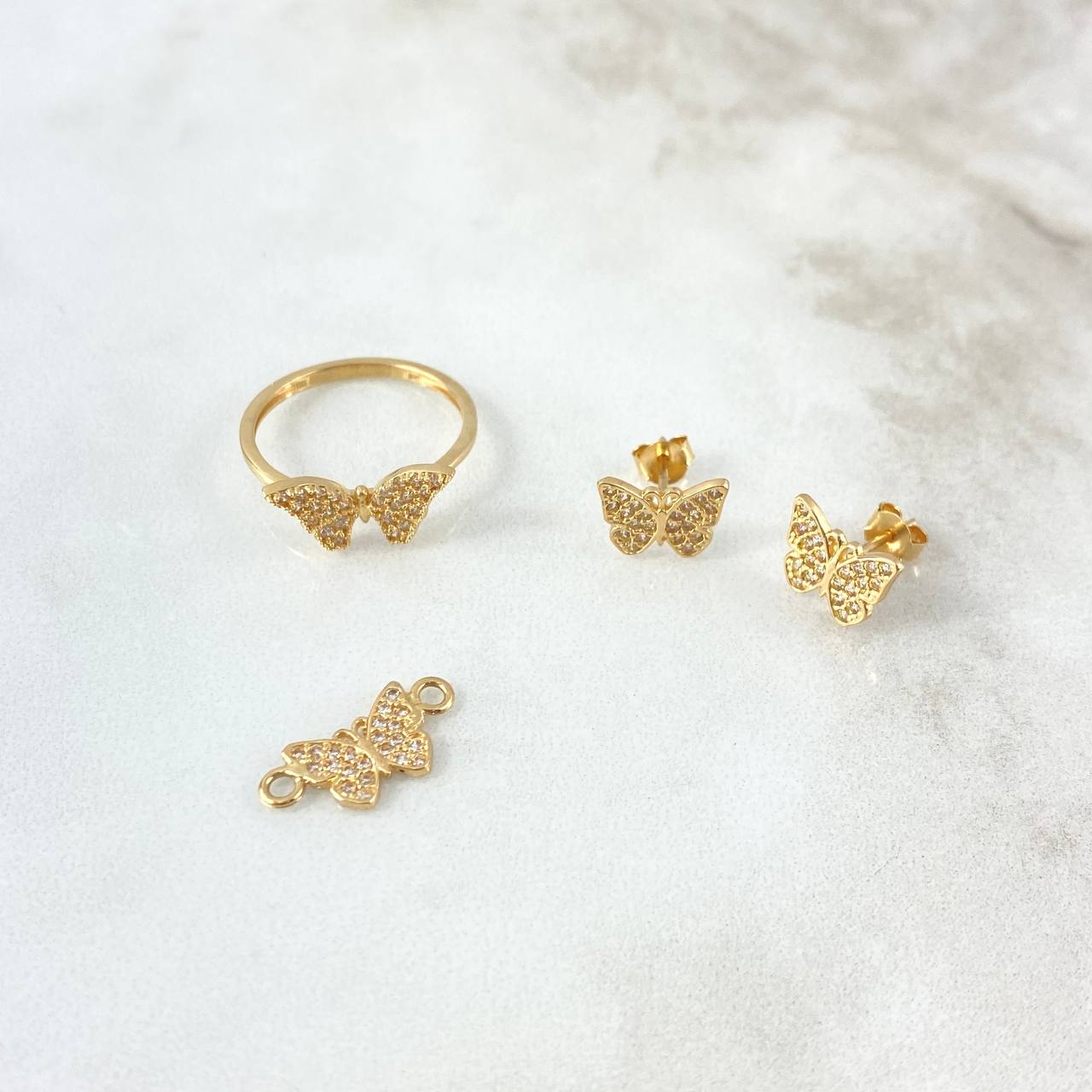 Set Mariposa 4gr Anillo / T6 + Topos + Herraje / 1cm Oro Amarillo (A.C) *