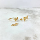 Set Mariposa 4gr Anillo / T6 + Topos + Herraje / 1cm Oro Amarillo (A.C) *