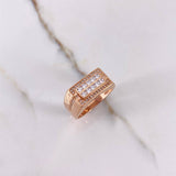 Anillo Cinturon Rectangular 7.5gr / T9 / Circones Blancos Oro Rosa $