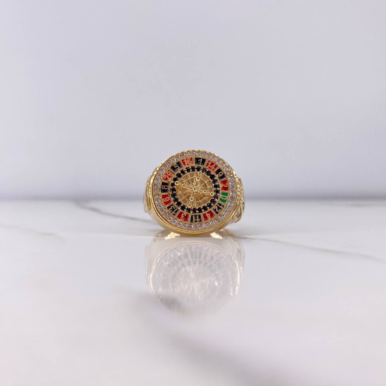 Anillo Ruleta 7.2gr / T9 3/4 / Circones Blancos Negros Oro Amarillo $