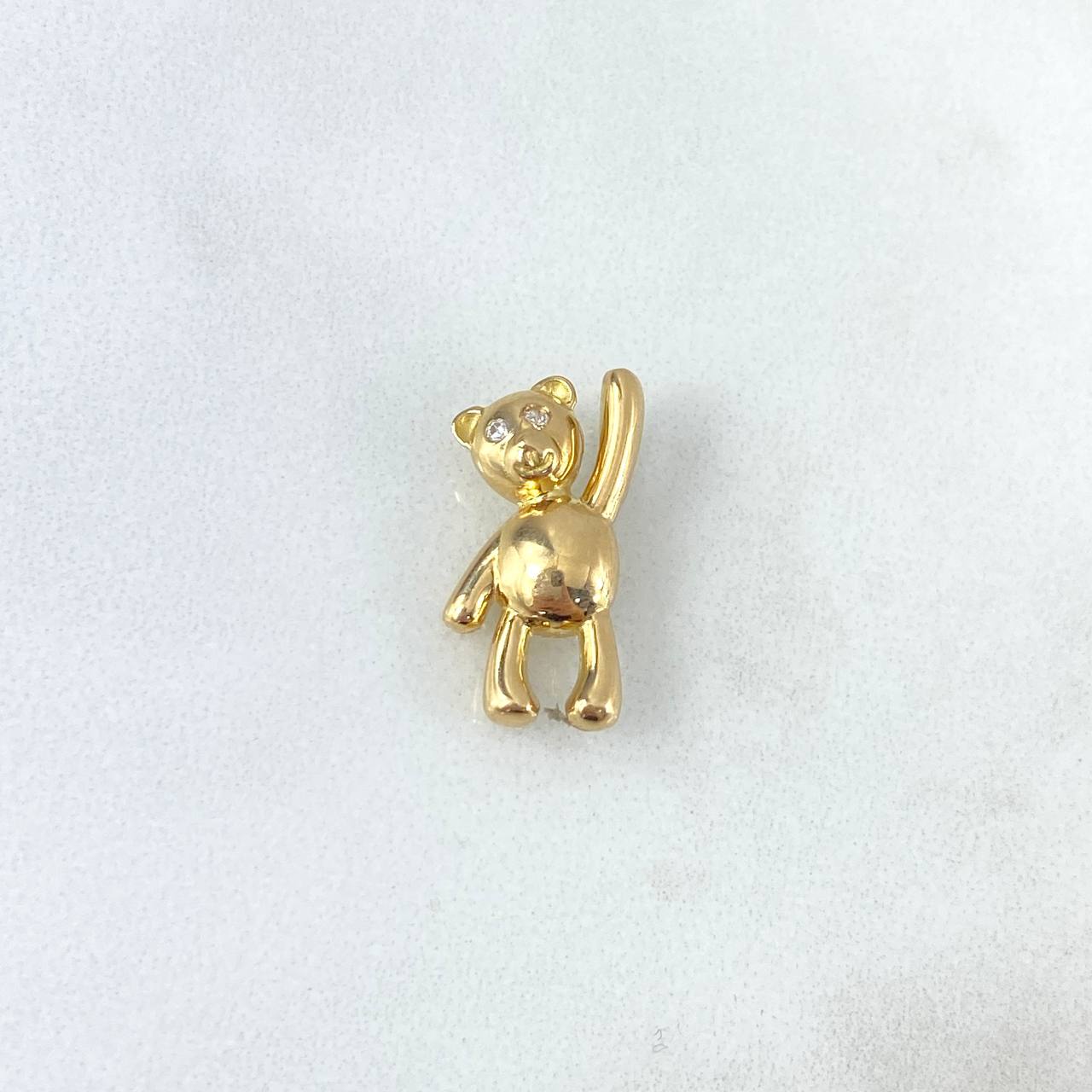 Dije Oso 2gr / 2.2cm / Ojos Blancos Oro Amarillo