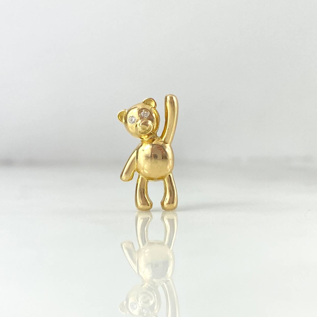 Dije Oso 2gr / 2.2cm / Ojos Blancos Oro Amarillo