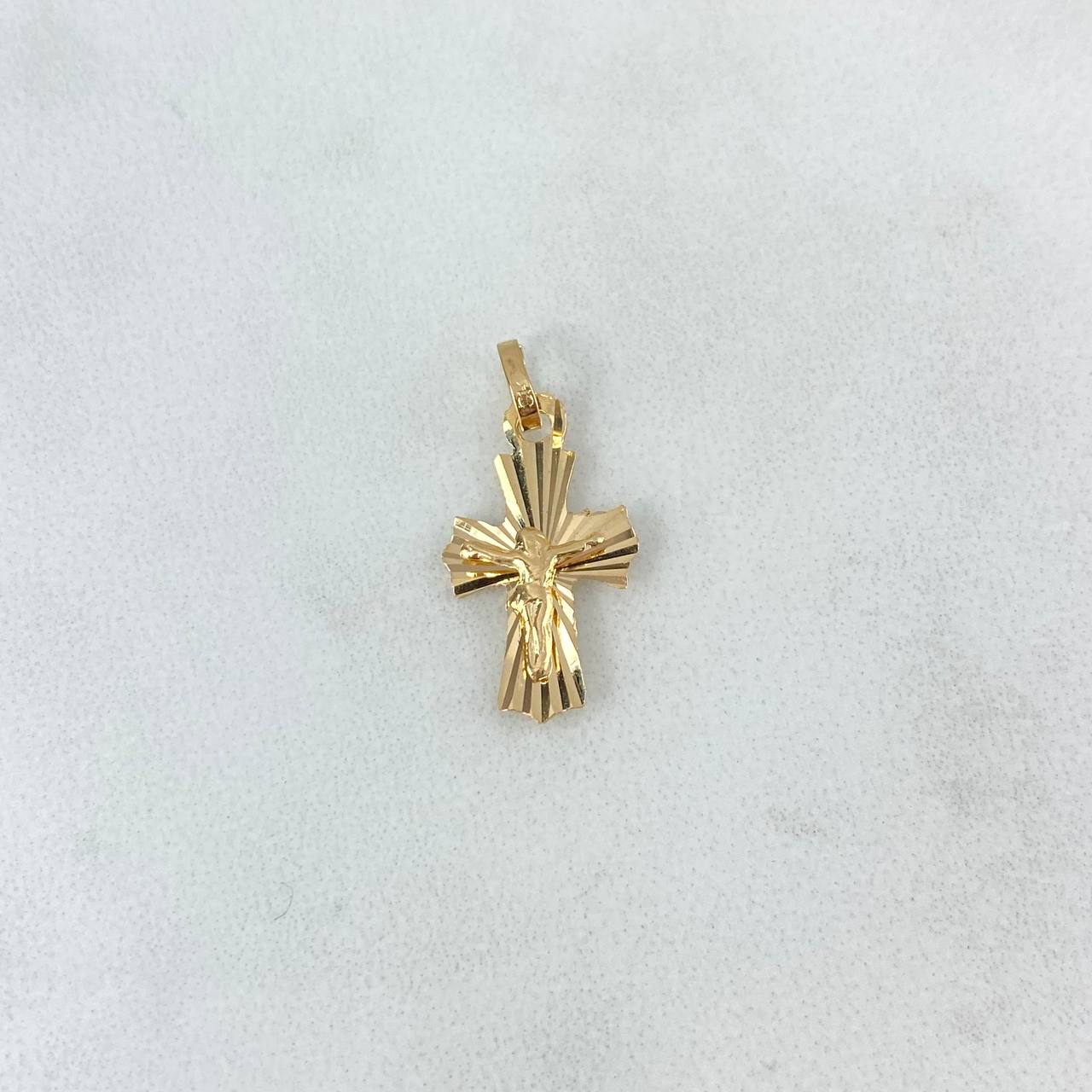 Dije Cruz Cristo 0.75gr / 2.3cm / Diamantada Oro Amarillo