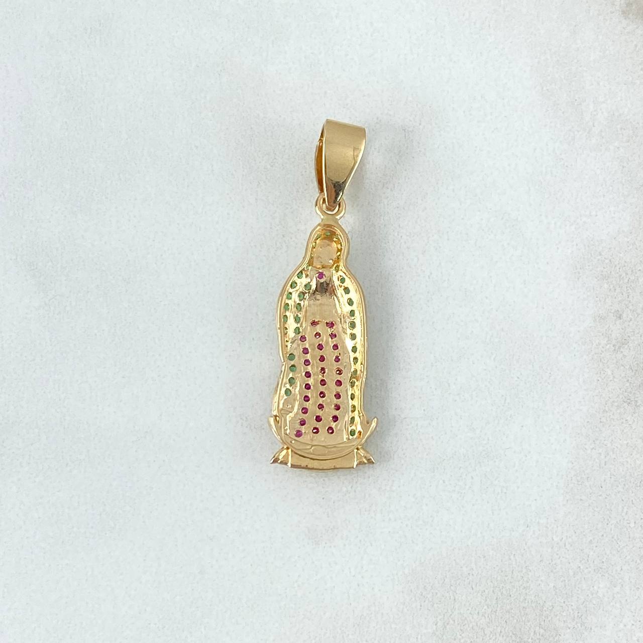 Dije Virgen Guadalupe 3.25gr / 3.5cm / Circones Verdes Fucsias Oro Amarillo