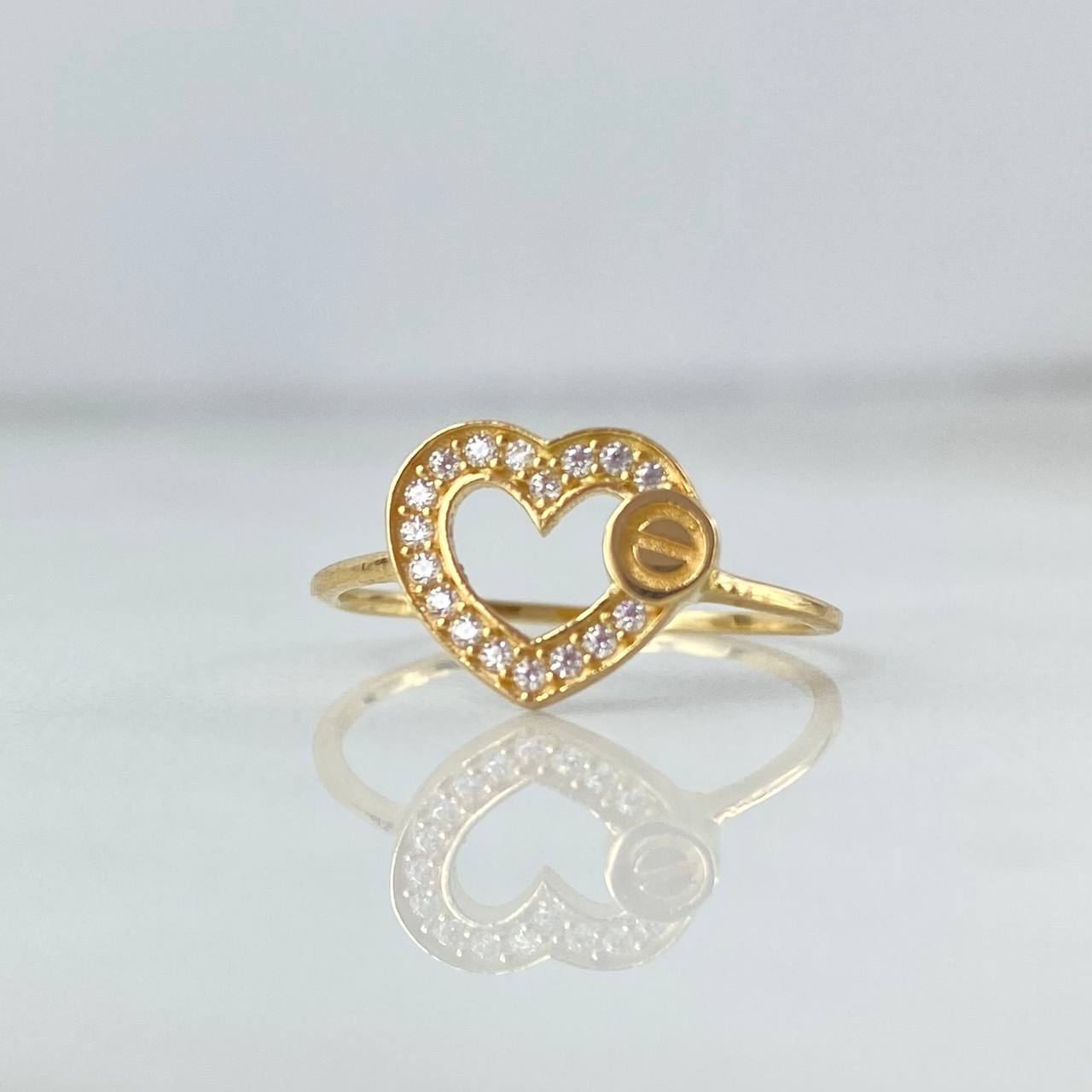 Anillo Corazon Silueta 1.2gr / T5 1/4 / Circones Blancos Oro Amarillo ©