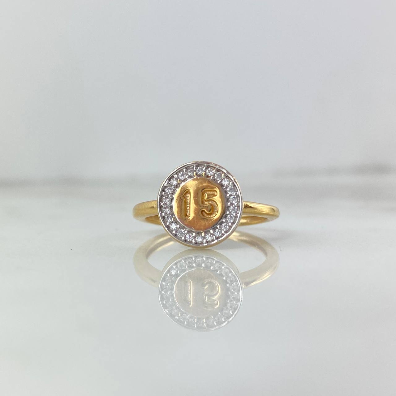 Anillo 15 Circular 3.2gr-T6 1/4 Circones Blancos Oro Amarillo