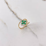 Anillo Rombo Flor 3gr / T7 1/4 / Circones Verdes Blancos Oro Amarillo $