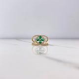 Anillo Rombo Flor 3gr / T7 1/4 / Circones Verdes Blancos Oro Amarillo $