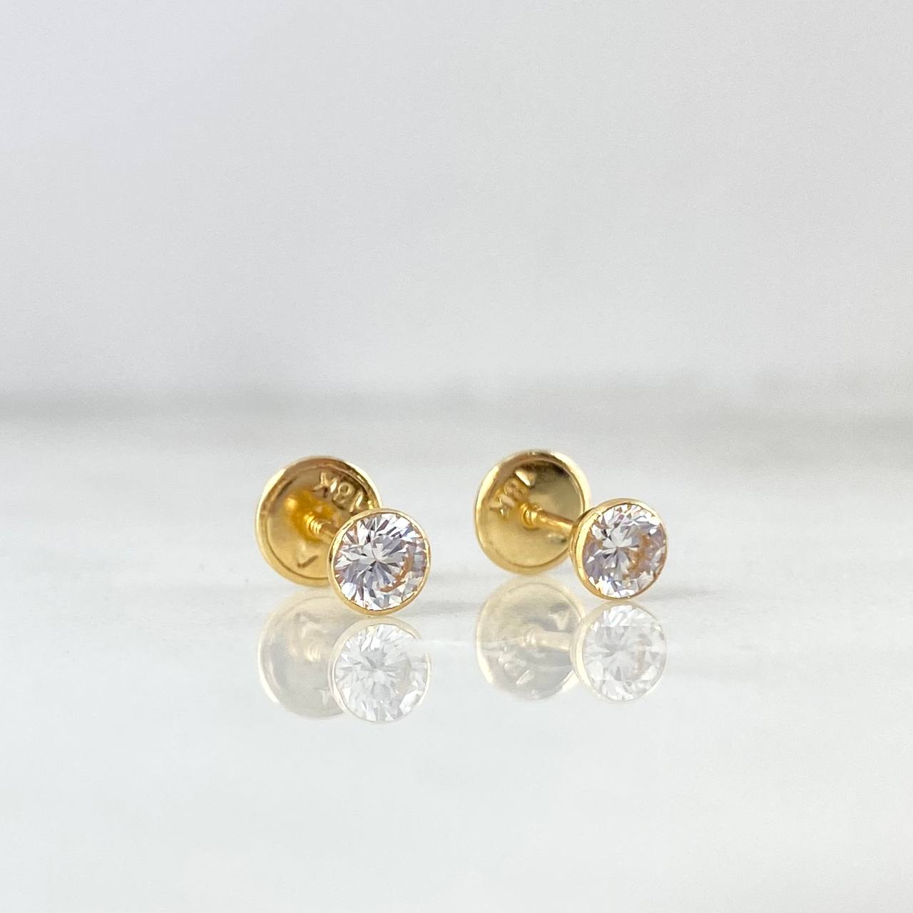 Topos Bisel 0.6gr / 4mm Circon Blanco Oro Amarillo 18K *