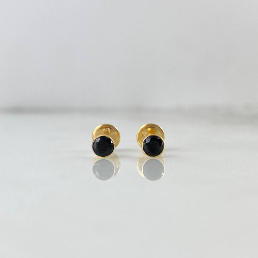 Topos Bisel 0.45gr / 3mm Circon Negro Oro Amarillo 18K