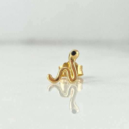 Piercing Serpiente 0.5gr / 0.6cm / Circon Negro Broche Mariposa Oro Amarillo (Joya) ©