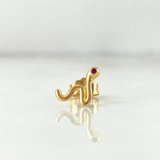 Piercing Serpiente 0.45gr / 0.6cm / Circon Fucsia Broche Mariposa Oro Amarillo (Joya)