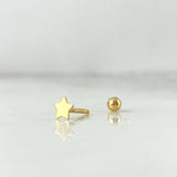 Piercing Estrella 0.25gr / 1cm / Rosca Bola Oro Amarillo 18K (Joya)