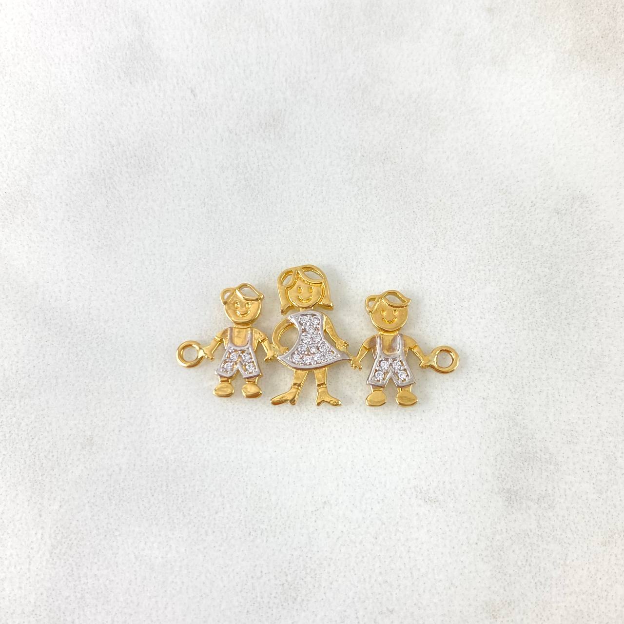 Herraje Familia 2.45gr / 3.1cm / Mama e Hijos Circones Blancos Oro Amarillo