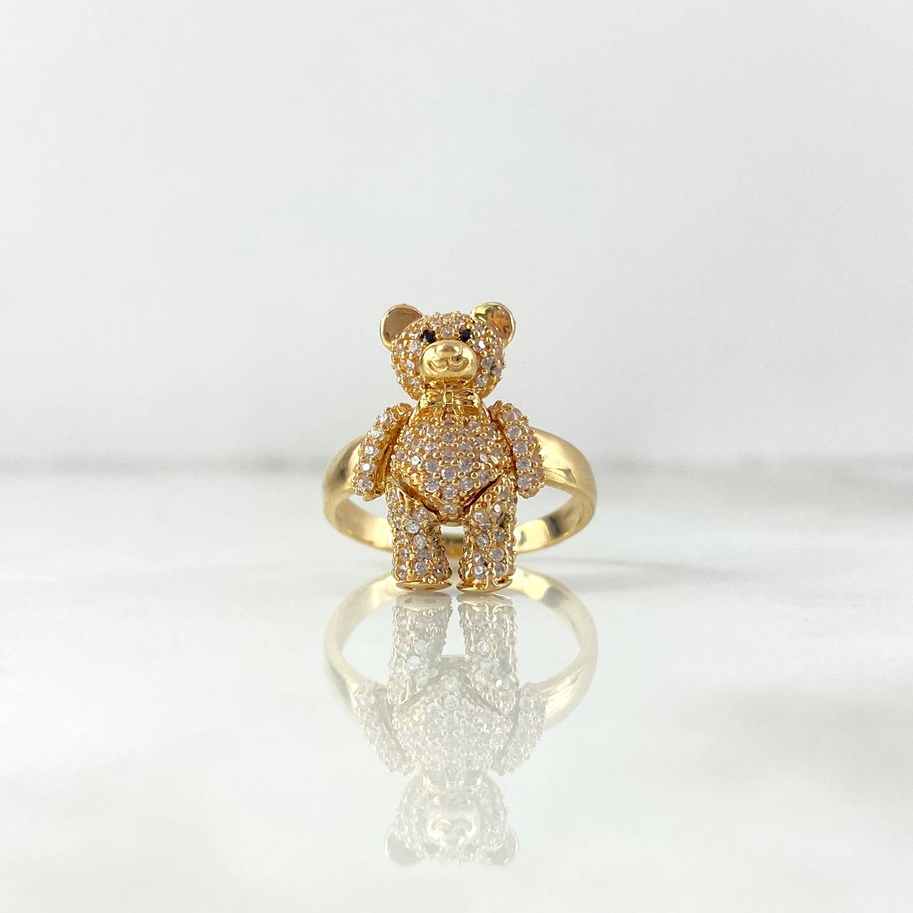 Anillo Oso Articulado 5.9gr / T7 1/2 / Circones Blancos Oro Amarillo ©