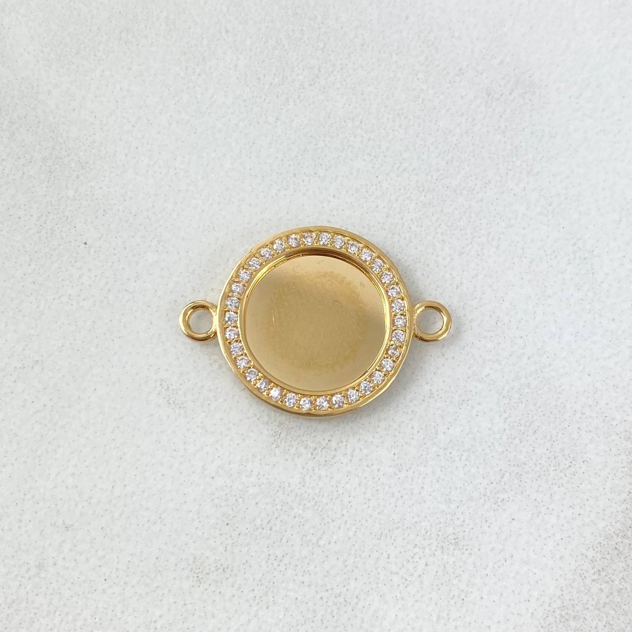 Herraje Placa Circular 2.25gr / 2.1cm / Circones Blancos Oro Amarillo