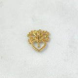 Dije Corazon Arbol De La Vida 1.95gr / 1.8cm / Circones Blancos y Verdes Oro Amarillo