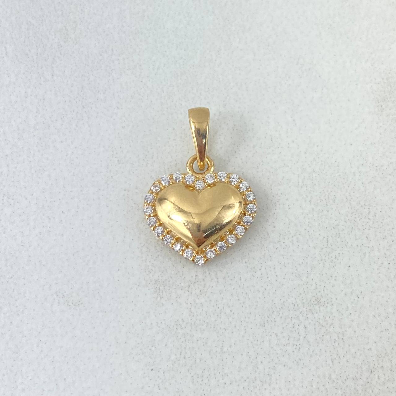 Dije Corazon 1.25gr / 1.6cm / Circones Blancos Oro Amarillo