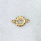 Herraje Estrella Circulo Bordeado 0.75gr / 1.5cm / Circon Blanco Oro Amarillo