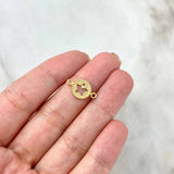 Herraje Estrella Circulo Bordeado 0.75gr / 1.5cm / Circon Blanco Oro Amarillo