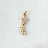 Dije Estrella Oso 1.7gr / 2.6cm / Circones Blancos Oro Amarillo