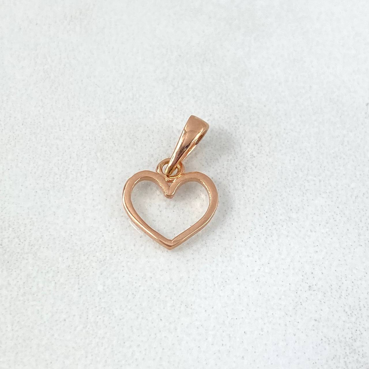 Dije Corazon Silueta 0.5gr / 1.4cm / Punteado Oro Rosa