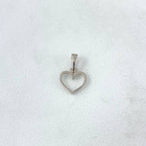 Dije Corazon Silueta 0.55gr / 1.4cm / Punteado Oro Blanco