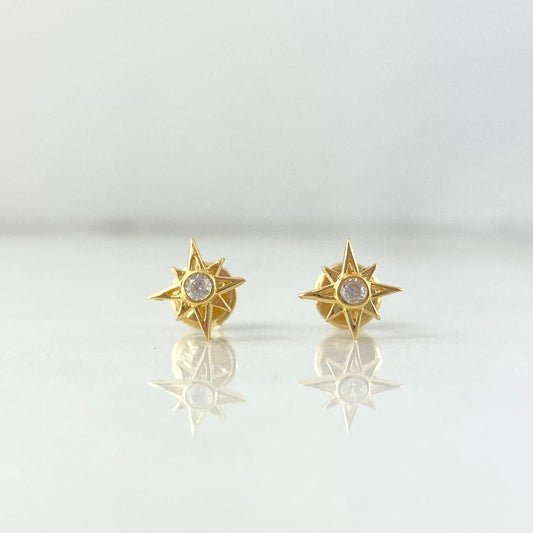 Topos Estrella Cardinal 0.8gr / 6mm Circón Blanco Oro Amarillo 18K