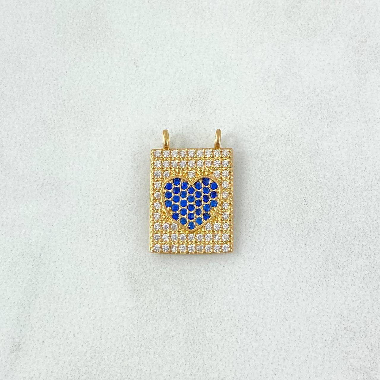 Herraje Escapulario Corazon 1.95gr / 1.7cm Circones Azules Blancos Oro Amarillo