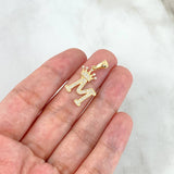 Dije Letra M Corona 2.05gr / 2.6cm / Circones Blancos Oro Amarillo *