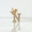 Dije Letra N Corona 1.9gr / 2.6cm / Circones Blancos Oro Amarillo