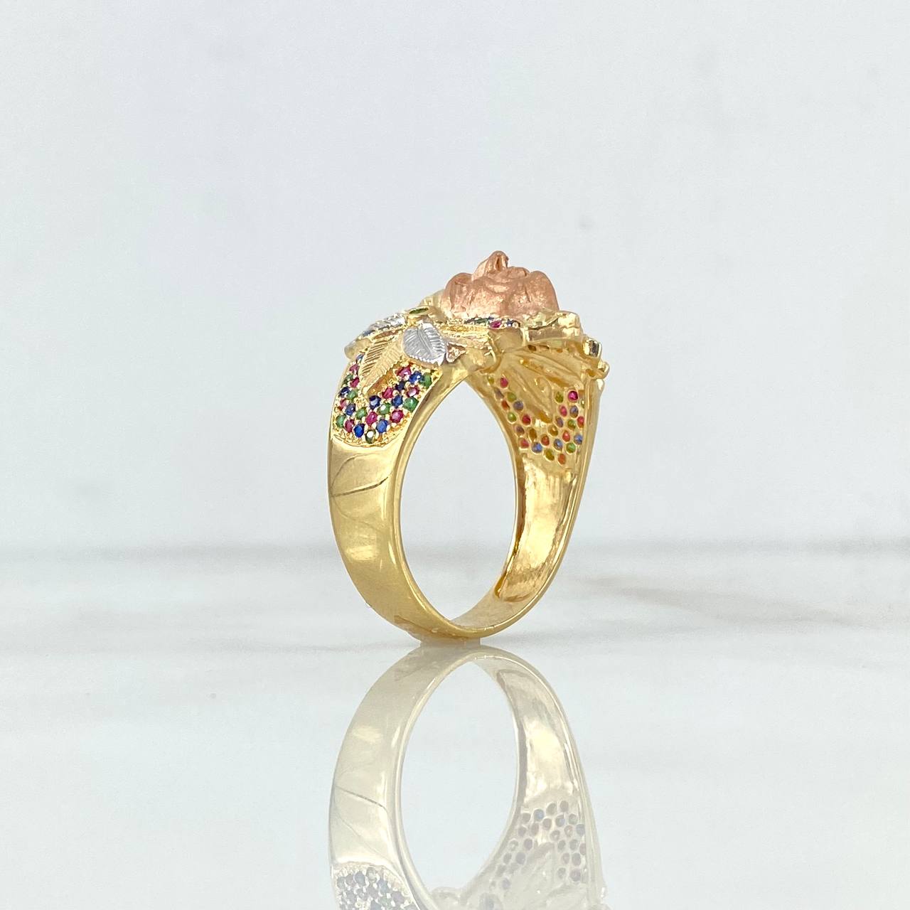 Anillo Indio 8.9gr / T10 3/4 / Circones Multicolores Oro Amarillo ©