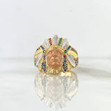 Anillo Indio 8.9gr / T10 3/4 / Circones Multicolores Oro Amarillo ©